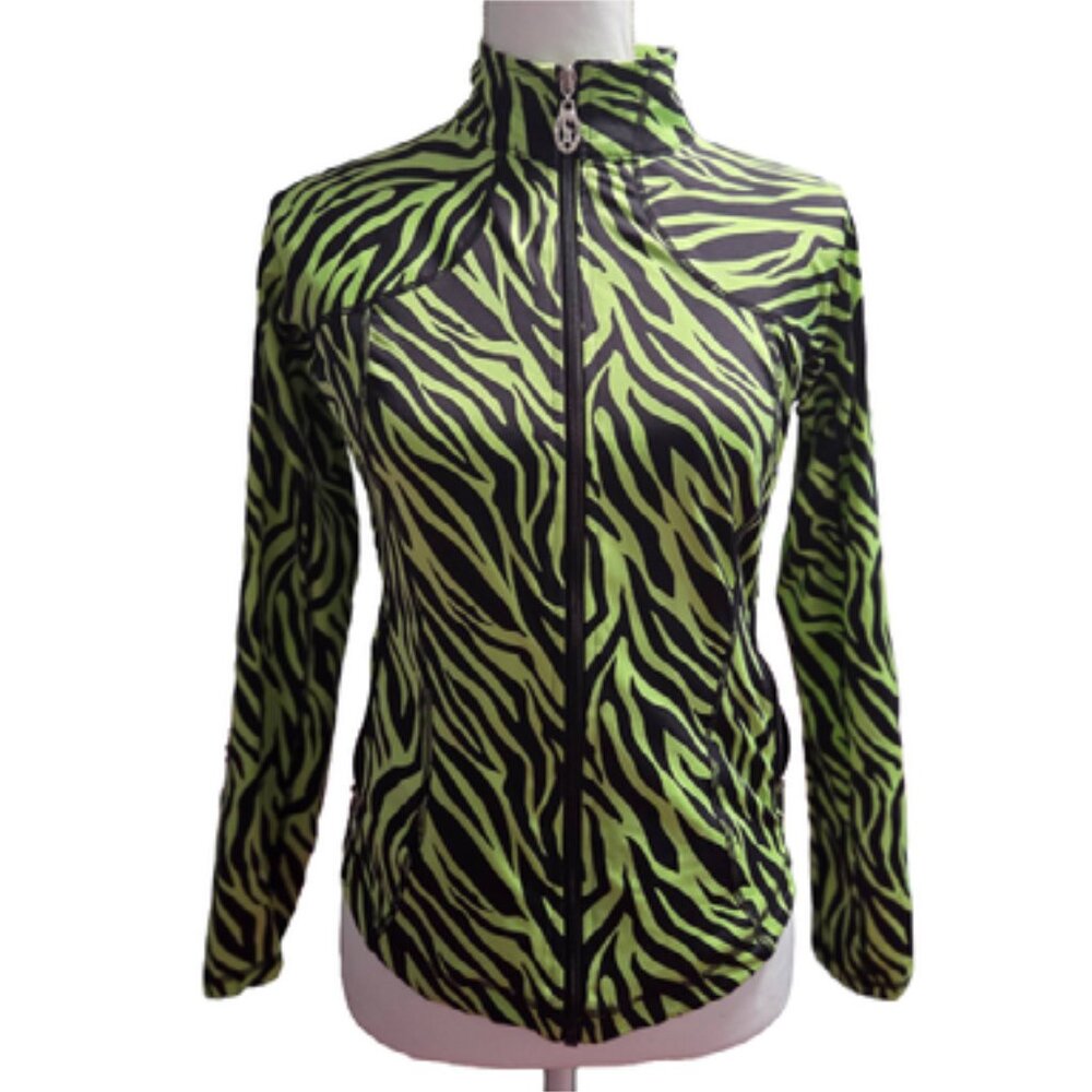 CHRISTINE ALEXANDER Green and Black Zebra Print ATHLETIC SCENE Y2K